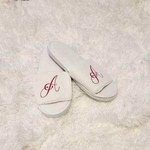 Monogram Letter "A" Plush Slippers